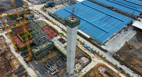 80米高煙囪、提前14天封頂！